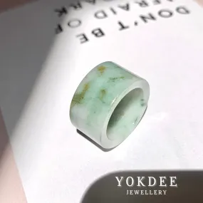 17.2mm A-Grade Natural Floral Jadeite Archer Ring Band No. 161485