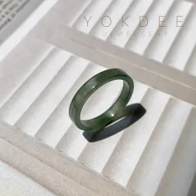 19.1mm A-Grade Natural Bluish Green Jadeite Abacus Ring Band No.162011