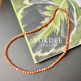 5.5mm A-Grade Natural Red Jadeite Beaded Necklace No.190445