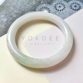 57.7mm A-Grade Natural White Jadeite Traditional Round Bangle No.151577