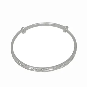 Adjustable Textured Star Dangling Bangle (Silver)