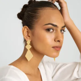 Brushed Drop Earrings - Gold