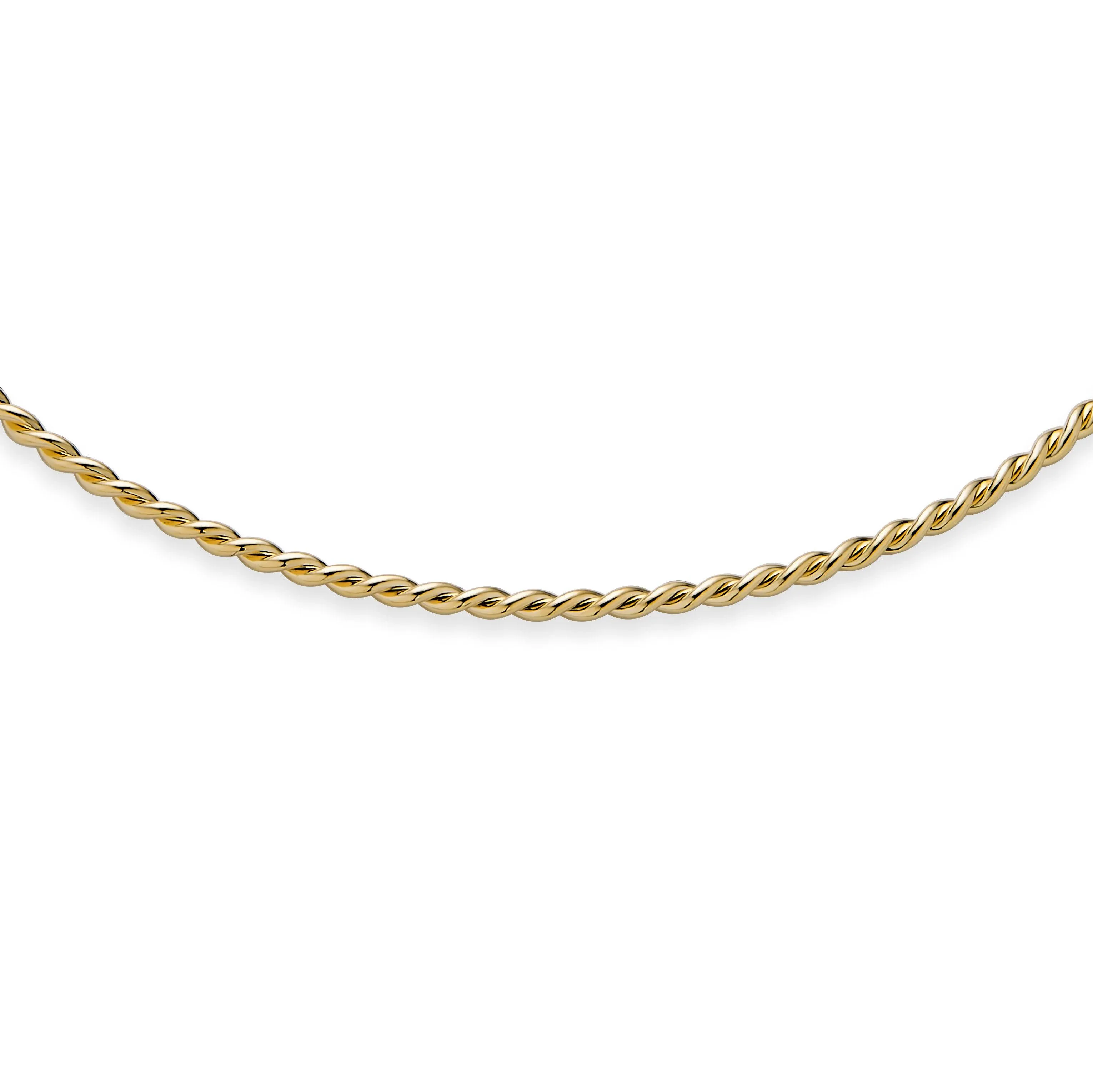 Classic V Collar Thin Twist Braid Choker Necklace Yellow Gold Plated