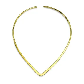 Classic V Collar Thin Twist Braid Choker Necklace Yellow Gold Plated