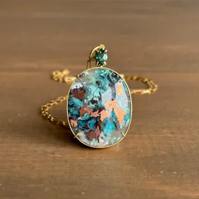 Confetti Chrysocolla & Tourmaline Pendant