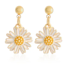 Epoxy Daisy Flower Drop Earrings