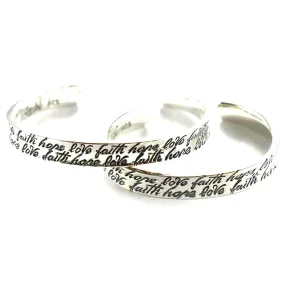 Faith Hope Love silver couple bangle