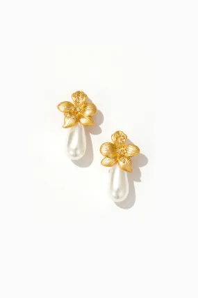 Jasmine Floral Pearl Drop Earrings