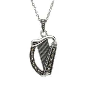 Traditional Marcasite Harp Pendant