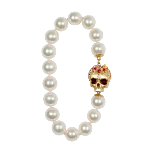 White Pearl Enchanted City Skull Bracelet - 11324